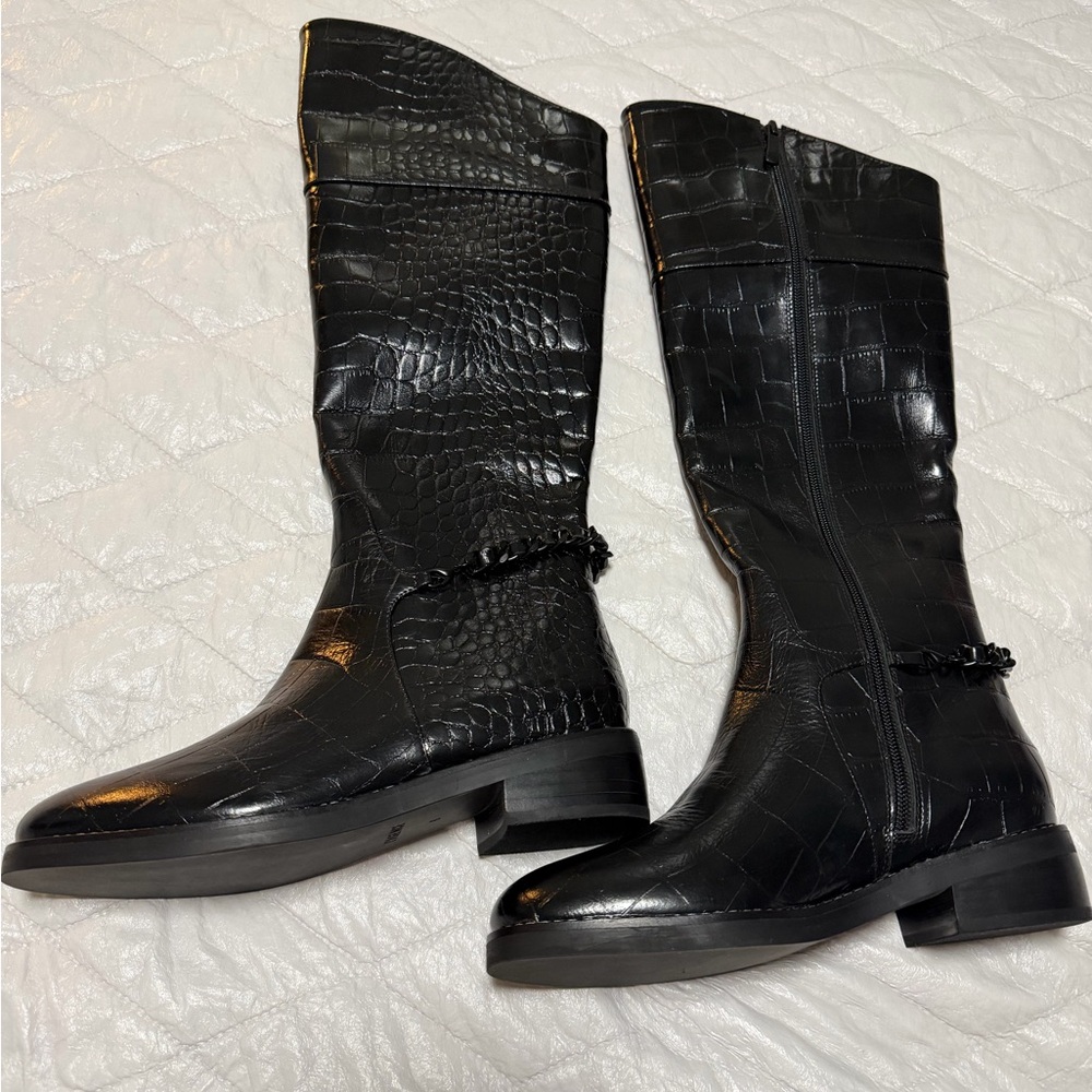 L’AGENCE Black Crocodile Pattern Women's Boots